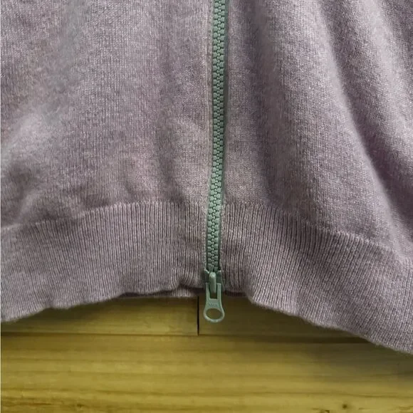Brunello Cucinelli Size Medium Pink Purple Double Zipper Ruched Cashmere Sweater - Picture 8 of 14
